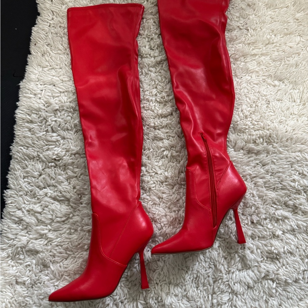 Steve Madden Vibrant Red Over-the-Knee Boots
